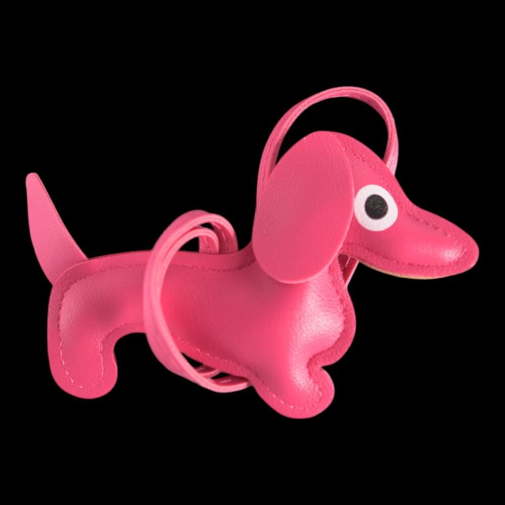 Dachshund Bag Charm Keychain Faux Leather Dog Mom Y2K Cottagecore Fuchsia NWOT - Picture 5 of 10